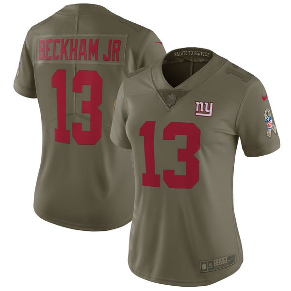 Women New York Giants #13 Beckham jr Nike Olive Salute To Service Limited NFL Jerseys